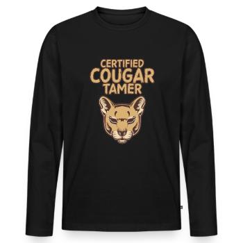 Zertifizierter Cougar Tamer Funny Herren Cougar Ta - Männer Premium Bio Langarmshirt - Schwarz - Vorne - Nico (187cm)