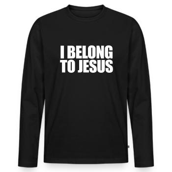 Ich geh�re dem christlichen Glauben an Jesus Glaub - Männer Premium Bio Langarmshirt - Schwarz - Vorne - Nico (187cm)