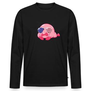 Blobfish USA Flag Love Blobfish 4. Juli Blobfish - Männer Premium Bio Langarmshirt - Schwarz - Vorne - Nico (187cm)