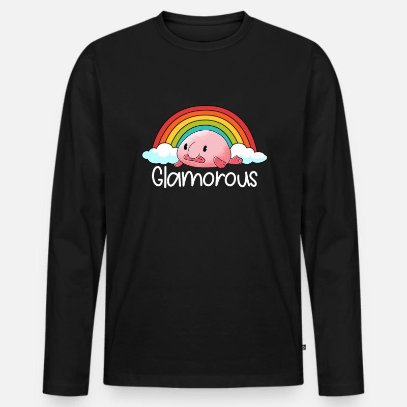Blobfish Glamorous Rainbow Blobfish - Männer Premium Bio Langarmshirt - Schwarz