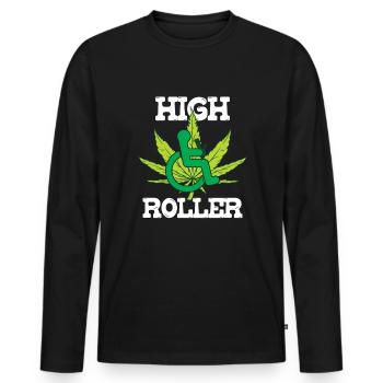 Hochrollen Marihuana Raucher Handicap Stoner Unkra - Männer Premium Bio Langarmshirt - Schwarz - Vorne - Nico (187cm)