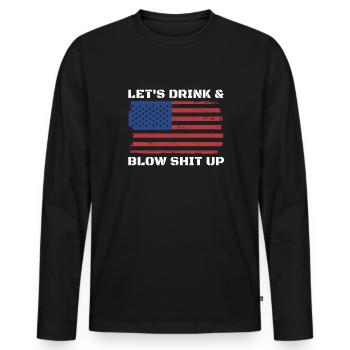 Lass uns trinken und Schei�e in das Feuerwerk am 4 - Männer Premium Bio Langarmshirt - Schwarz - Vorne - Nico (187cm)