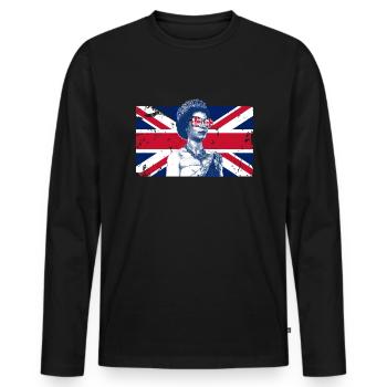 Elizabeth Britische Flagge England K�nigin von Eng - Männer Premium Bio Langarmshirt - Schwarz - Vorne - Nico (187cm)