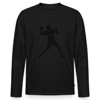 Quarterback Word Cloud Football Sport Fan Fu�ball - Männer Premium Bio Langarmshirt - Schwarz - Vorne - Nico (187cm)