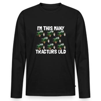 Ich bin so viele Traktoren alte 8 Jahre alte Gebur - Männer Premium Bio Langarmshirt - Schwarz - Vorne - Nico (187cm)