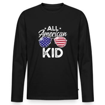Alle amerikanischen Kid Boys Girls Patriotic 4. Ju - Männer Premium Bio Langarmshirt - Schwarz - Vorne - Nico (187cm)