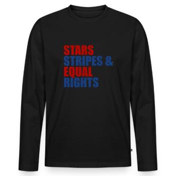 Sterne Stripes und gleiche Rechte 4. Juli Frauen - Männer Premium Bio Langarmshirt - Schwarz - Vorne - Nico (187cm)