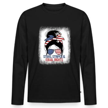 Sterne Streifen und gleiche Rechte chaotische Br�t - Männer Premium Bio Langarmshirt - Schwarz - Vorne - Nico (187cm)