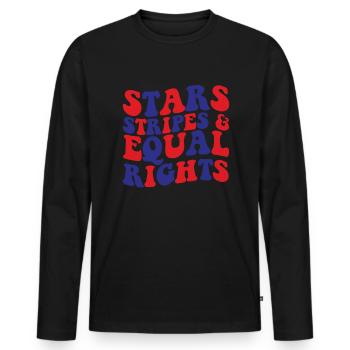 Sterne Stripes und gleiche Rechte Frauen am 4. Jul - Männer Premium Bio Langarmshirt - Schwarz - Vorne - Nico (187cm)
