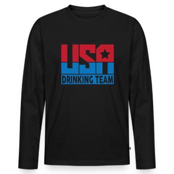 USA Trinkteam Funny America USA Trinkteam - Männer Premium Bio Langarmshirt - Schwarz - Vorne - Nico (187cm)