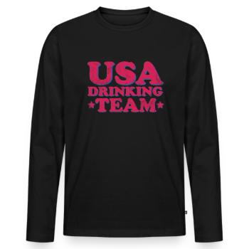 USA Trinkteam Funny America USA Trinkteam - Männer Premium Bio Langarmshirt - Schwarz - Vorne - Nico (187cm)