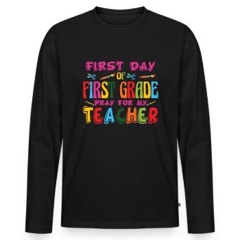 Erster Tag der ersten Klasse Gebet f�r meinen Lehr - Männer Premium Bio Langarmshirt - Schwarz - Vorne - Nico (187cm)