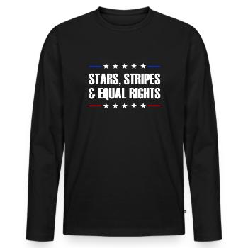 Sterne Stripes und gleiche Rechte 4. Juli FrauenEq - Männer Premium Bio Langarmshirt - Schwarz - Vorne - Nico (187cm)