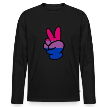 Bisexuelles Hand sexuelles Friedenszeichen LGBTQ B - Männer Premium Bio Langarmshirt - Schwarz - Vorne - Nico (187cm)