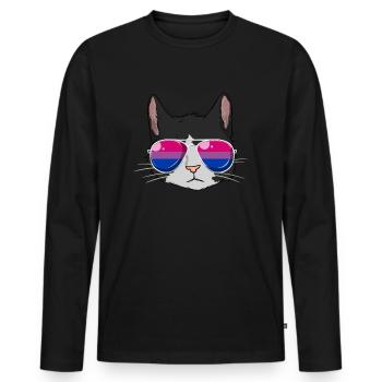 Bisexuelle Katzen bi sexuelle Katzentierbesitzer L - Männer Premium Bio Langarmshirt - Schwarz - Vorne - Nico (187cm)