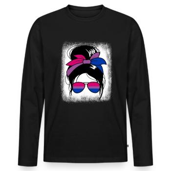 Bisexuelles chaotisches Br�tchen Bi sexuelle Fraue - Männer Premium Bio Langarmshirt - Schwarz - Vorne - Nico (187cm)