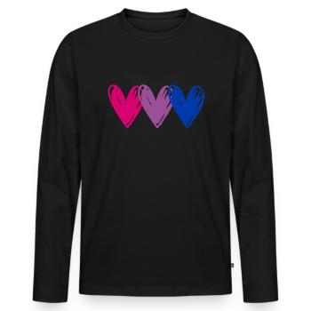 Bi sexuelle Flagge Herzen LGBTQ Pride Bisexuell - Männer Premium Bio Langarmshirt - Schwarz - Vorne - Nico (187cm)