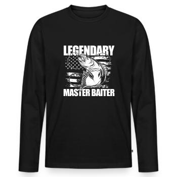 Legend�rer Meister K�der lustige Fischerei M�nner - Männer Premium Bio Langarmshirt - Schwarz - Vorne - Nico (187cm)