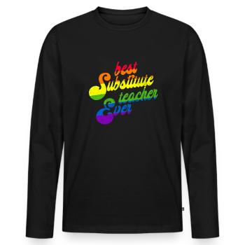 Bester Ersatzlehrer aller Zeiten Rainbow Sub Teach - Männer Premium Bio Langarmshirt - Schwarz - Vorne - Nico (187cm)