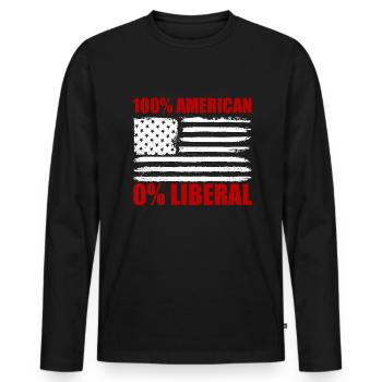 100% American 0% Liberal USA Flagge 0% Liberaler - Männer Premium Bio Langarmshirt - Schwarz - Vorne - Nico (187cm)