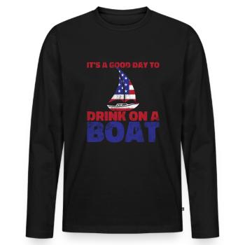 Es ist ein guter Tag, um auf einem Boot am 4. Juli - Männer Premium Bio Langarmshirt - Schwarz - Vorne - Nico (187cm)