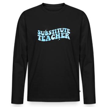 Ersatzlehrer zur�ck zum Schulsublehrer - Männer Premium Bio Langarmshirt - Schwarz - Vorne - Nico (187cm)