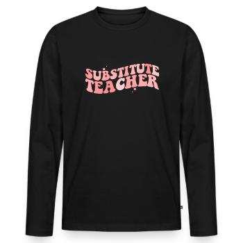 Ersatzlehrer zur�ck zum Schulsublehrer - Männer Premium Bio Langarmshirt - Schwarz - Vorne - Nico (187cm)