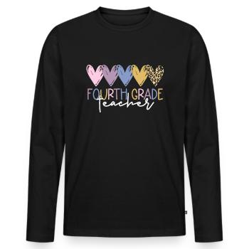 Lehrerin der vierten Klasse zur�ck in die Schule d - Männer Premium Bio Langarmshirt - Schwarz - Vorne - Nico (187cm)