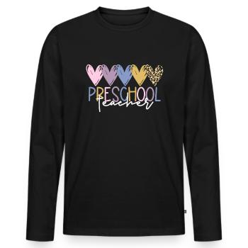 Vorschullehrer zur�ck in die Schule Vorschullehrer - Männer Premium Bio Langarmshirt - Schwarz - Vorne - Nico (187cm)