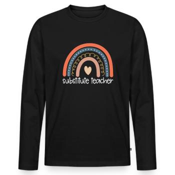 Ersatzlehrer zur�ck zum Schulsublehrer - Männer Premium Bio Langarmshirt - Schwarz - Vorne - Nico (187cm)