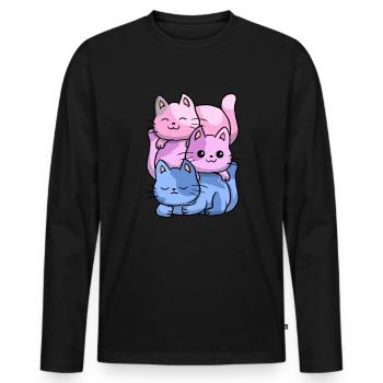 Bisexuelle Katzen bi sexuelle Katzen -Haustierbesi - Männer Premium Bio Langarmshirt - Schwarz - Vorne - Nico (187cm)