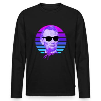Abraham Lincoln Vaporwave American History Lincoln - Men's Premium Organic Long Sleeve Shirt - black - Front - Nico (187cm)