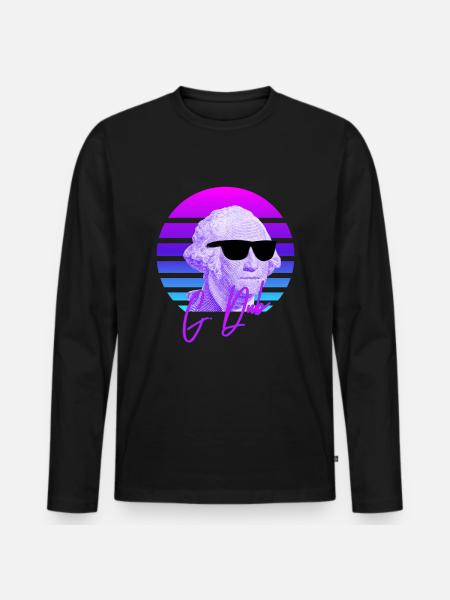 George Washington Vaporwave amerikansk historia - Ekologisk långärmad premium-T-shirt herr - svart
