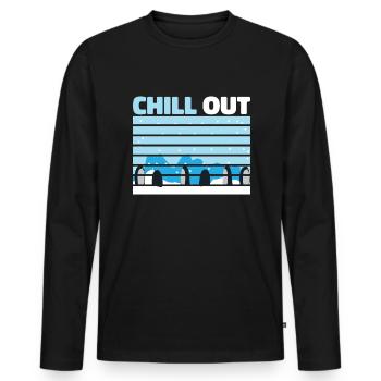 Chill Out Pinguin Love Pinguine Antarctica Penguin - Männer Premium Bio Langarmshirt - Schwarz - Vorne - Nico (187cm)