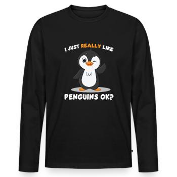 I like penguins well, ok, dear penguins kids kid - Men's Premium Organic Long Sleeve Shirt - black - Front - Nico (187cm)