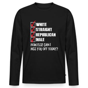 Un républicain blanc hétérosexuel contrarié dic - T-shirt manches longues Premium bio Homme - noir - Devant - Nico (187cm)