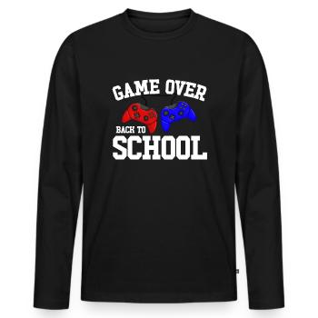 Game Over Back to School Gamer zurück in die Schul - Männer Premium Bio Langarmshirt - Schwarz - Vorne - Nico (187cm)