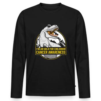 Ich trage Gold für das Bewusstsein von Krebs bei K - Männer Premium Bio Langarmshirt - Schwarz - Vorne - Nico (187cm)