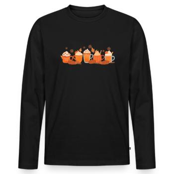 Es ist die Saison Kürbisgewürz Herbst Herbstsaison - Männer Premium Bio Langarmshirt - Schwarz - Vorne - Nico (187cm)