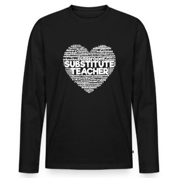 Ersetzen Sie die Lehrerwortwolke zurück in die - Männer Premium Bio Langarmshirt - Schwarz - Vorne - Nico (187cm)