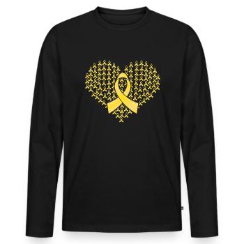 Krebsbewusstseinsbewusstsein Herz Gold RibbonKrebs - Männer Premium Bio Langarmshirt - Schwarz - Vorne - Nico (187cm)