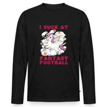 Ich lutsche am Einhornfußball der Fantasy -Fußball - Männer Premium Bio Langarmshirt - Schwarz - Vorne - Nico (187cm)
