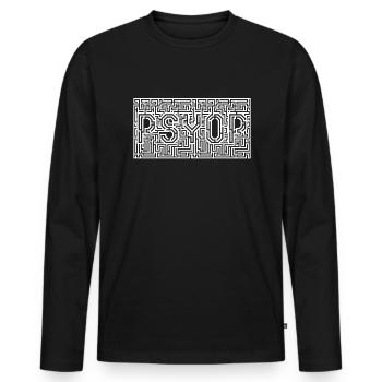 Psyop Mind Maze Information Warfare Psyop - Männer Premium Bio Langarmshirt - Schwarz - Vorne - Nico (187cm)