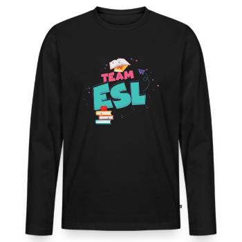 Team ESL School Englischlehrer Linguist Team ESL - Männer Premium Bio Langarmshirt - Schwarz - Vorne - Nico (187cm)