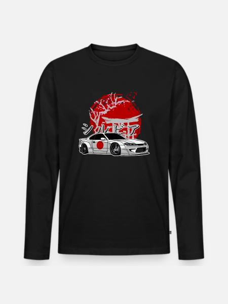 JDM Sakura Japanisches Haus Tuning S15 Legende 90 - Männer Premium Bio Langarmshirt - Schwarz