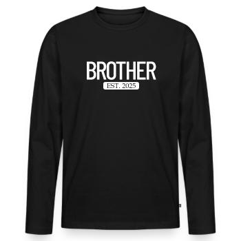 Bruder Est. 2025 neuer größerer Brudergeschenkjung - Männer Premium Bio Langarmshirt - Schwarz - Vorne - Nico (187cm)