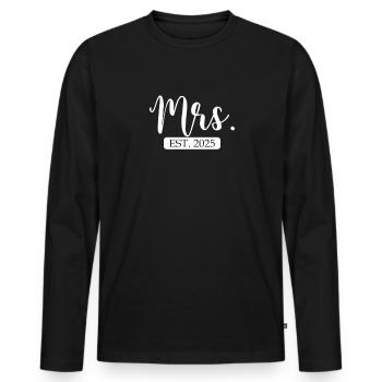 Frau Est. 2025 passendes Paar frisch verheiratet v - Männer Premium Bio Langarmshirt - Schwarz - Vorne - Nico (187cm)