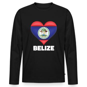 Belize Flagge Herz Belizean Flagge Belize Urlaub - Männer Premium Bio Langarmshirt - Schwarz - Vorne - Nico (187cm)