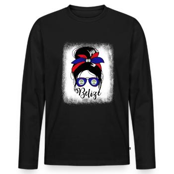 Belize Messy Bun Belizean Women's Belize - Männer Premium Bio Langarmshirt - Schwarz - Vorne - Nico (187cm)