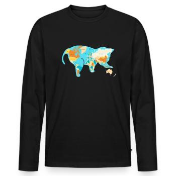 World ist eine Katze, die mit der australischen Ge - Männer Premium Bio Langarmshirt - Schwarz - Vorne - Nico (187cm)